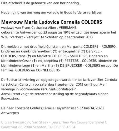 Maria Ludovica Cornelia Colders