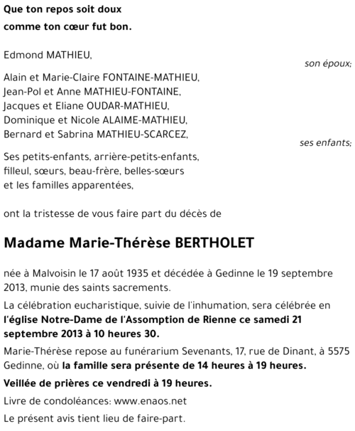 Marie-Thérèse BERTHOLET