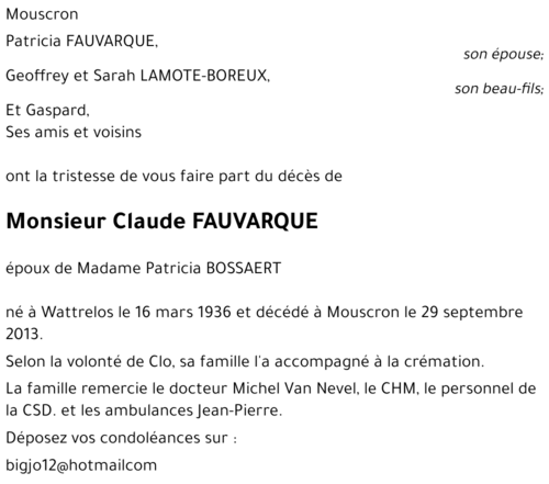 Claude FAUVARQUE