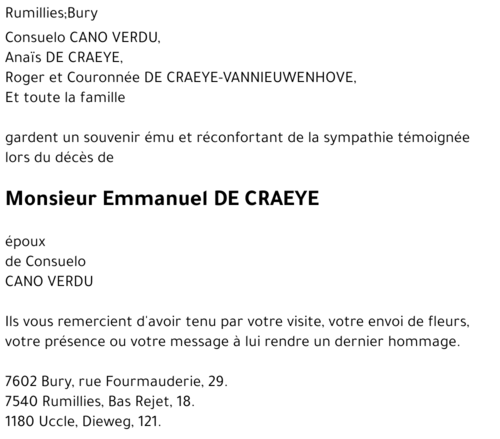 Emmanuel DE CRAEYE