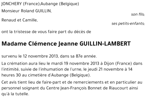 Clémence Jeanne GUILLIN-LAMBERT