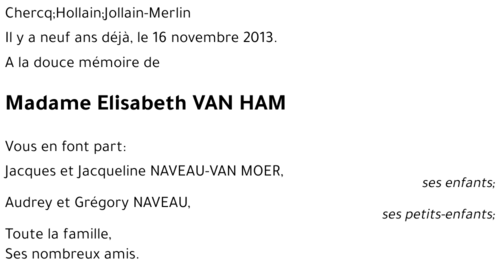 Elisabeth VAN HAM