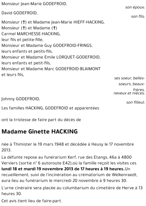 Ginette HACKING