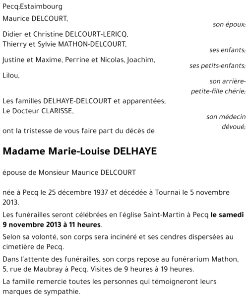 Marie-Louise DELHAYE