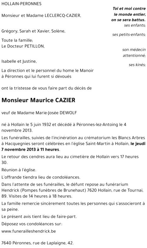 Maurice CAZIER
