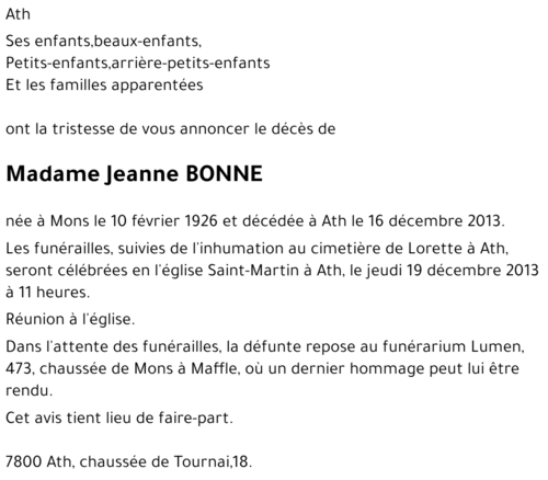 Jeanne BONNE