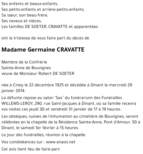 Germaine CRAVATTE