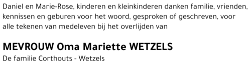 Oma Mariette Wetzels