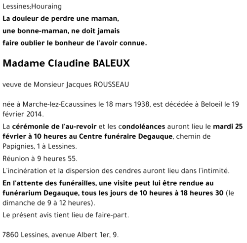 Claudine BALEUX