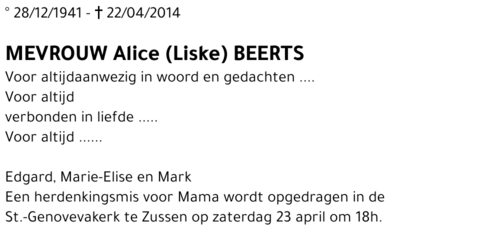Alice (Liske) Beerts