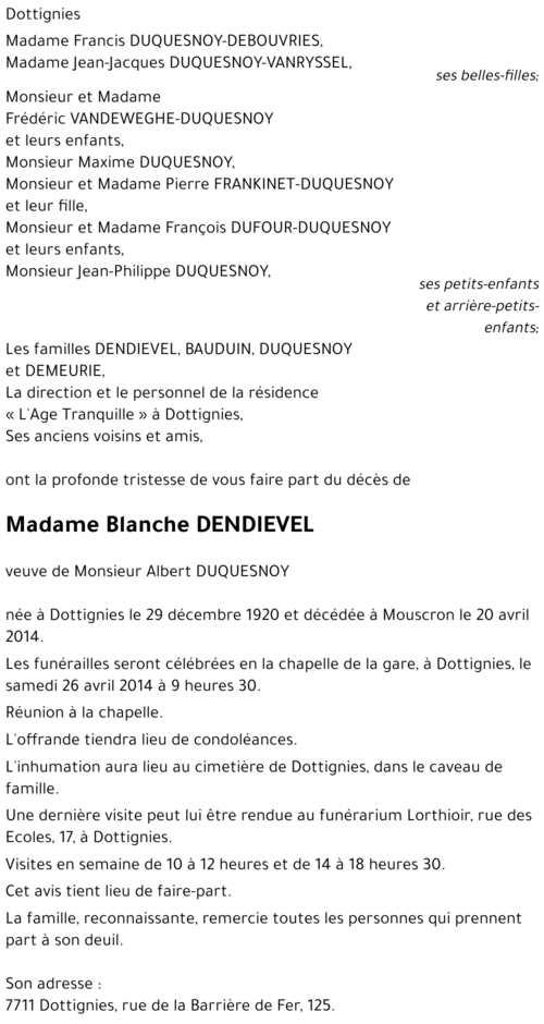 Blanche DENDIEVEL