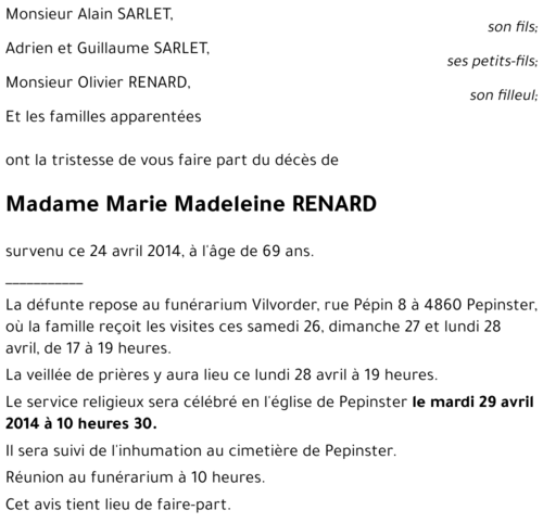 Marie Madeleine RENARD