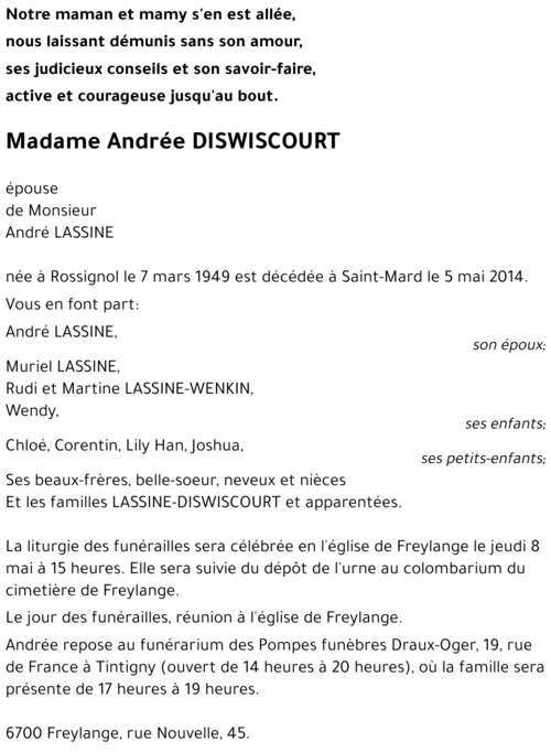 Andrée DISWISCOURT