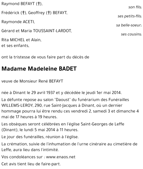 Madeleine BADET