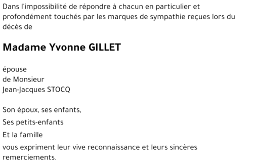 Yvonne GILLET