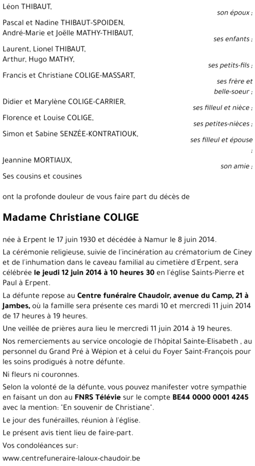 Christiane COLIGE
