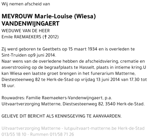 Marie-Louise Vandenwijngaert