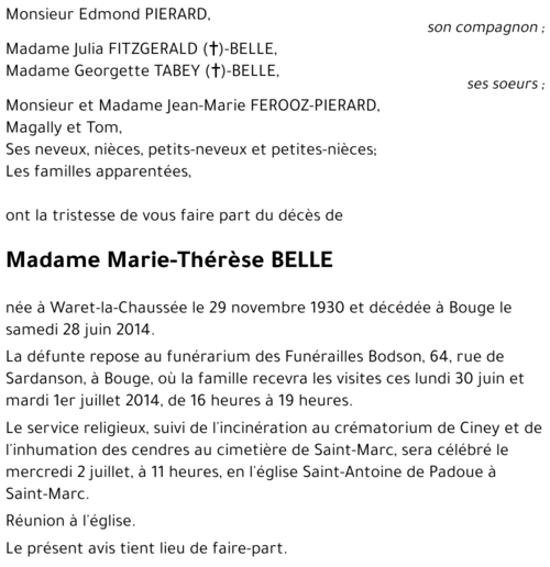Marie-Thérèse BELLE