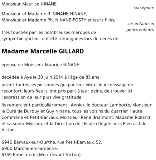 Marcelle GILLARD