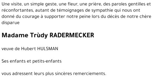 RADERMECKER Trùdy