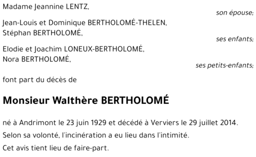 Walthère BERTHOLOMÉ