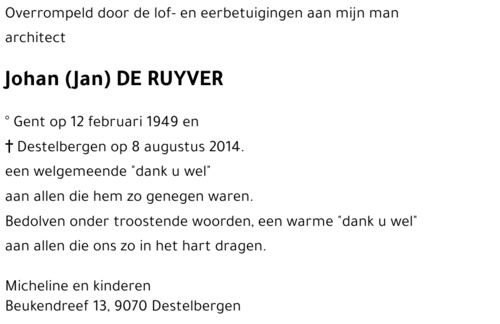 Johan (Jan) DE RUYVER