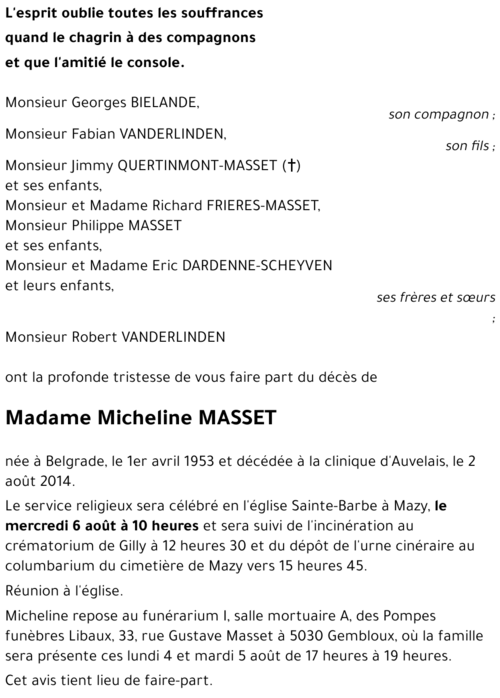 Micheline MASSET