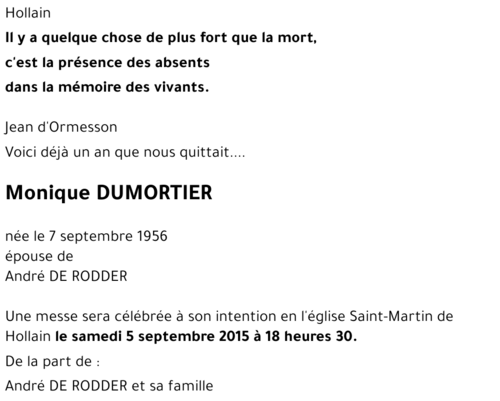 Monique DUMORTIER