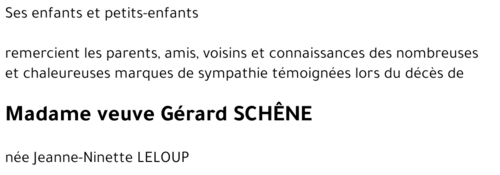 veuve Gérard SCHÊNE