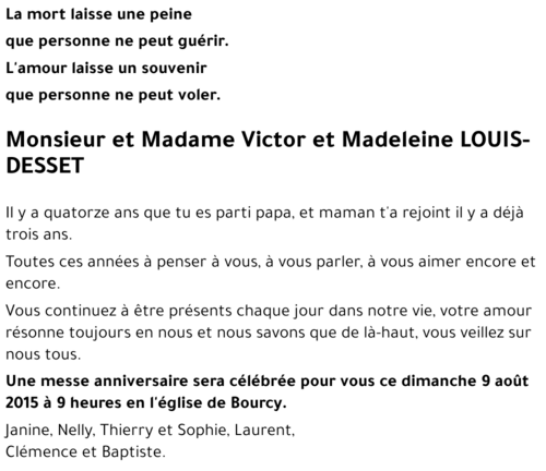 Victor et Madeleine LOUIS-DESSET