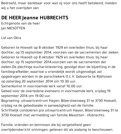 Jeanne HUBRECHTS