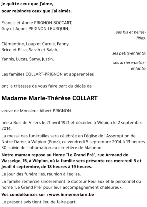 Marie-Thérèse COLLART