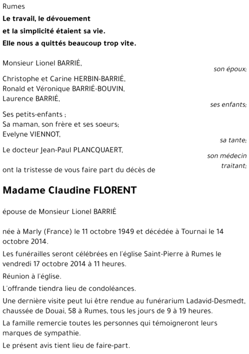 Claudine FLORENT