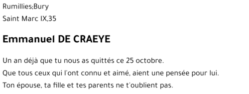 Emmanuel DE CRAEYE