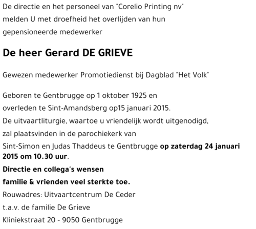 Gerard DE GRIEVE