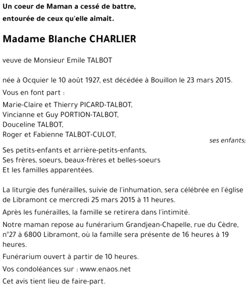 Blanche CHARLIER
