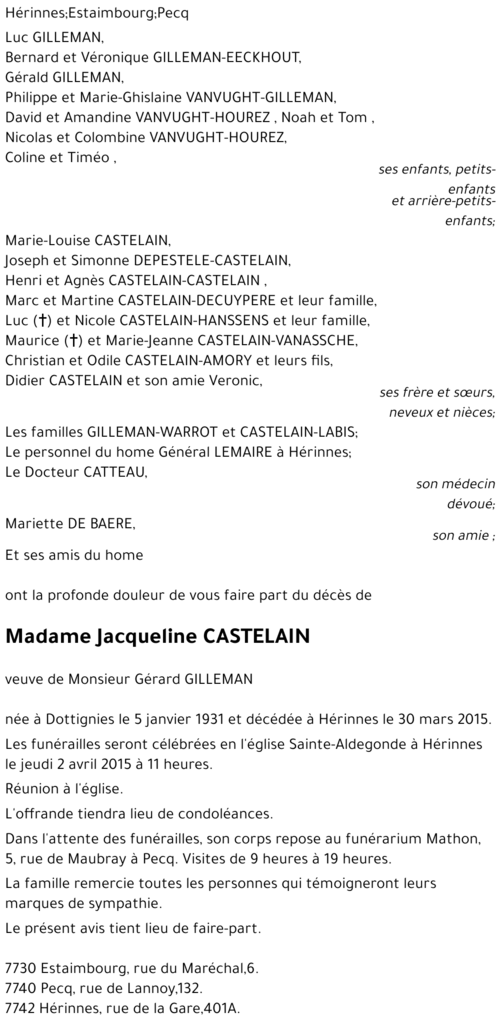 Jacqueline CASTELAIN