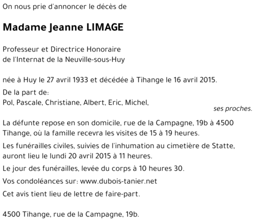 Jeanne LIMAGE
