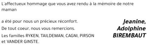 Jeanine, Adolphine BIREMBAUT