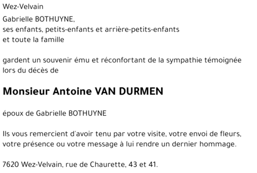 Antoine VAN DURMEN