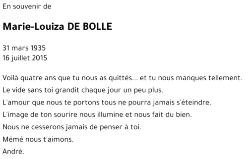 Marie-Louiza DE BOLLE