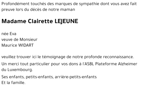 Clairette LEJEUNE