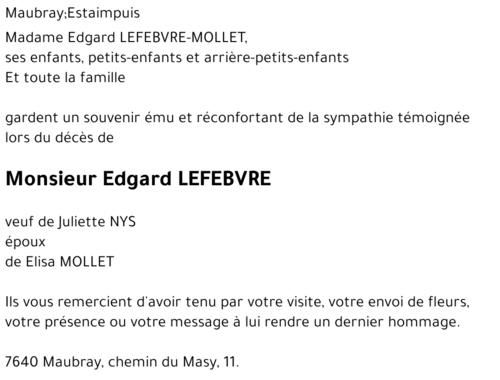 Edgard LEFEBVRE