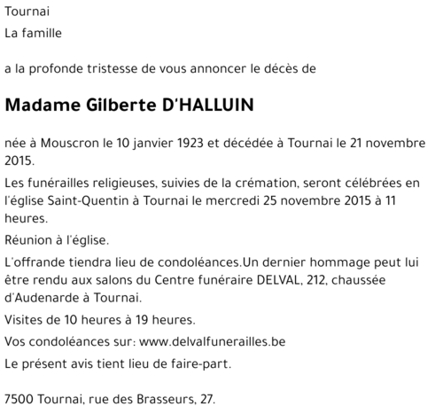 Gilberte D'HALLUIN