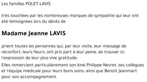 Jeanne LAVIS