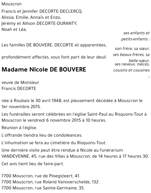 Nicole DE BOUVERE