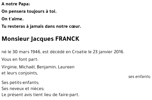 Jacques FRANCK 