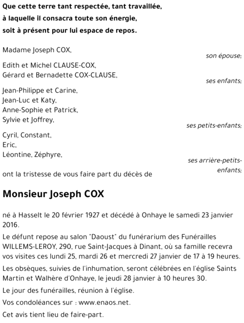 Joseph COX