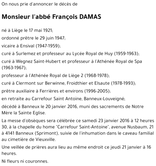 l'abbé François Damas