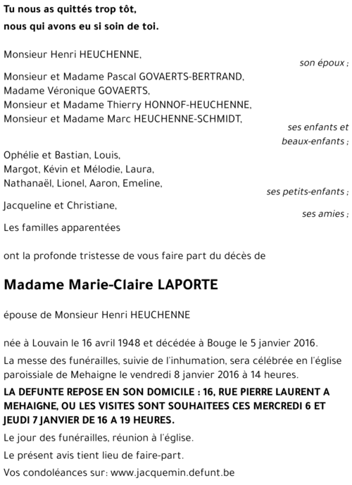 Marie-Claire LAPORTE